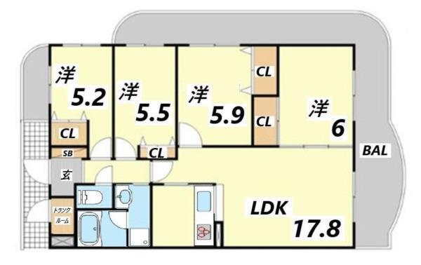 手柄アートスカイハイツ 間取り図画像