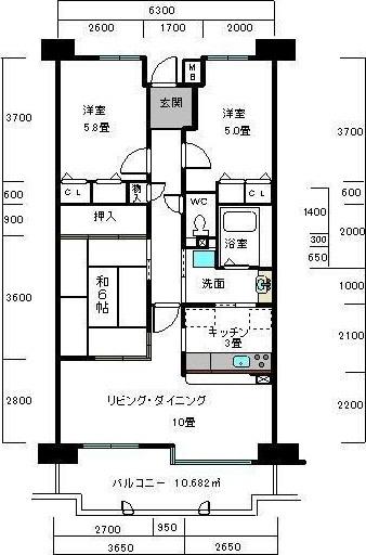 白鷹香枦園マンション 間取り図画像
