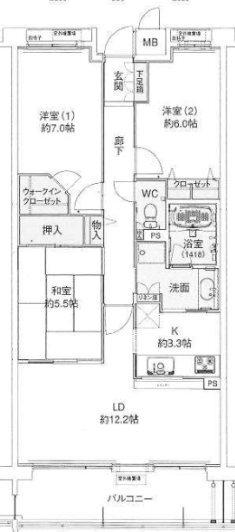 甲子園三番町ハイツ 間取り図画像