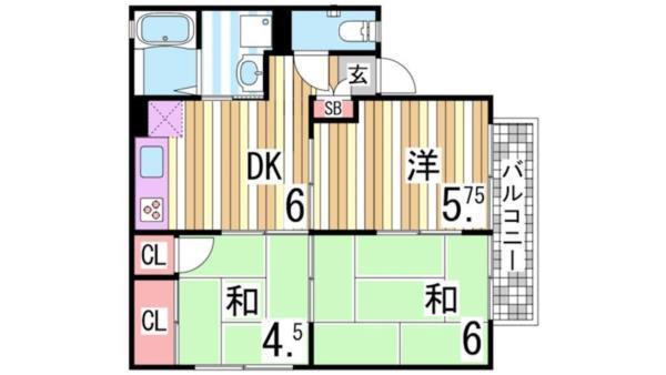 エステート塩屋山手B棟 間取り図画像