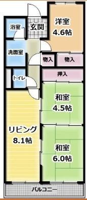 惣町サンハイツ1号棟（302） 間取り図画像