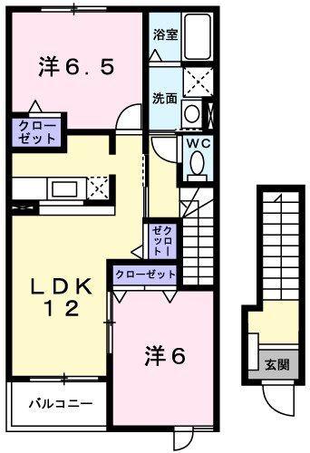 フローラ砥堀B棟 間取り図画像