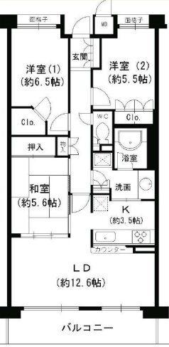 甲子園六石町ハイツ 間取り図画像