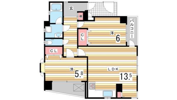 芦屋ニューコーポI番館 間取り図画像