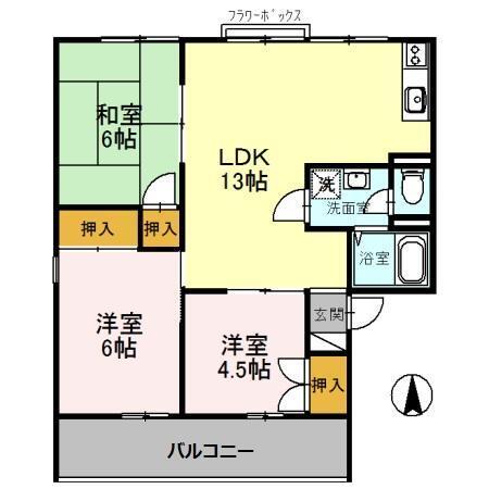 セジュール北八代　Ａ棟 間取り図画像