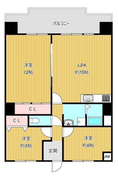 コーポサンルーツII 間取り図画像