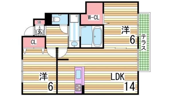 シャルマンハイムB棟 間取り図画像