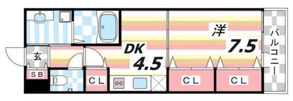 プレジール三ノ宮III 間取り図画像
