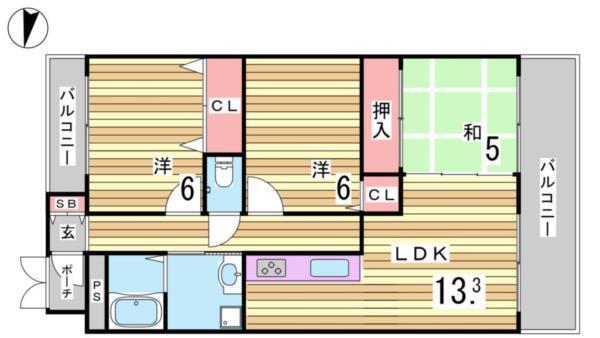 エスリード三宮フラワーロード 間取り図画像