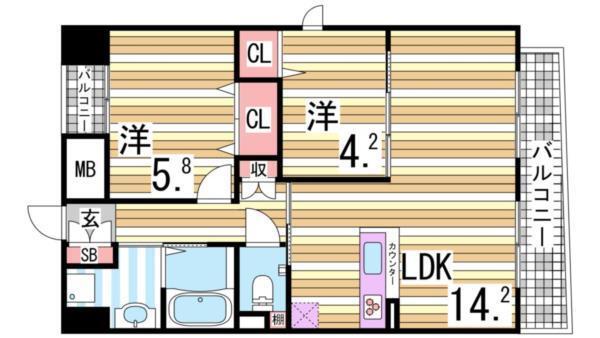 パインコート平磯 間取り図画像