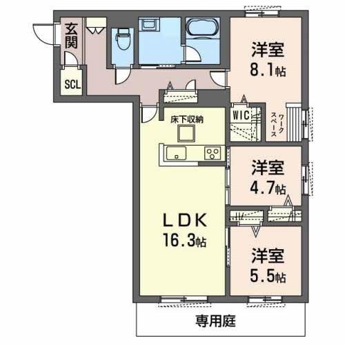 オカバ姫路青山シャーメゾン B棟 間取り図画像