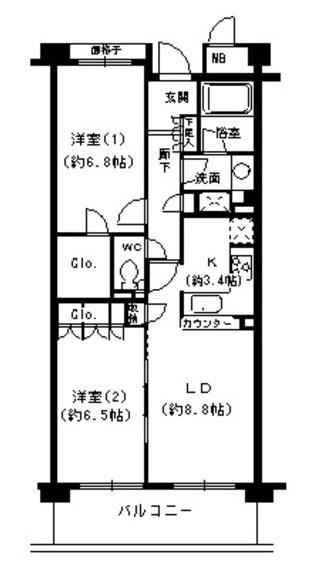 甲子園六石町ハイツ 間取り図画像
