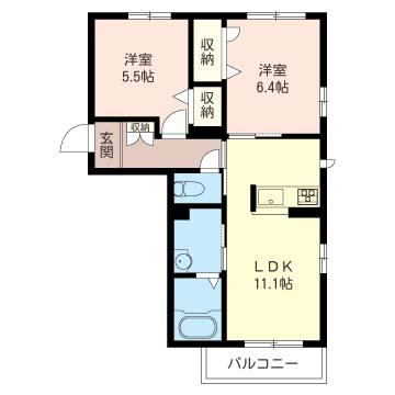 CROWN HILL　B（201） 間取り図画像