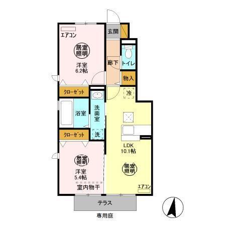 カモミール　Ｂ（105） 間取り図画像