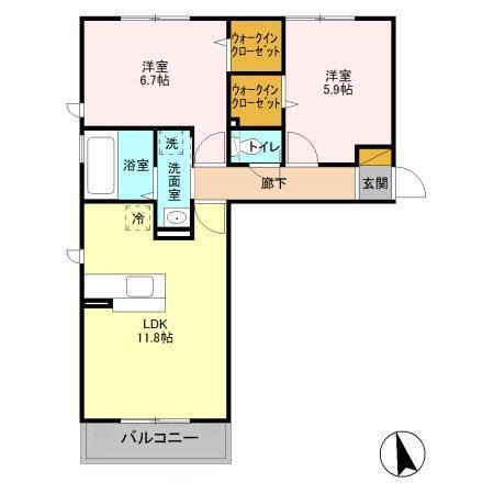 ジンザB（303） 間取り図画像