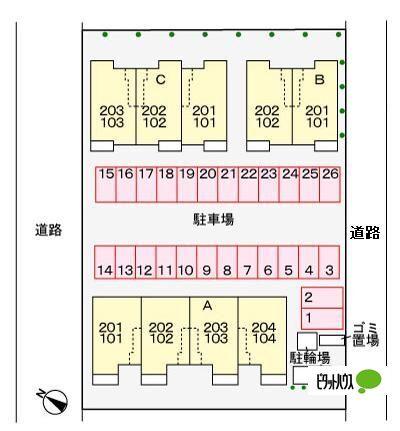 ピエスＢ（201） 地形図・案内図