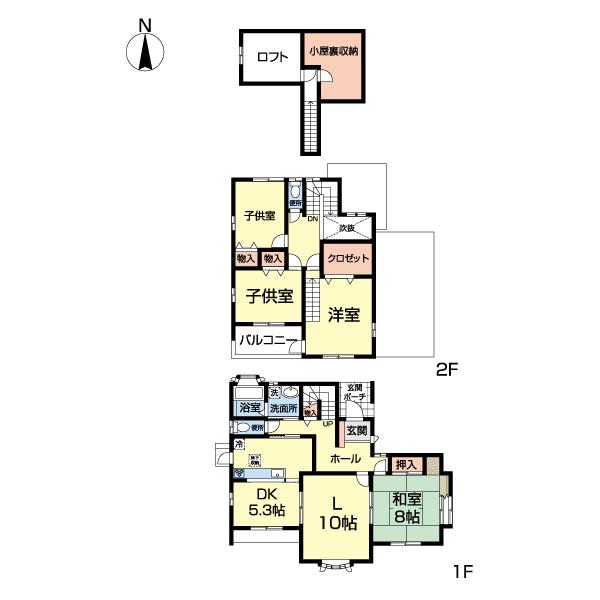 ロフト付き、小屋裏収納で荷物の多い方も安心