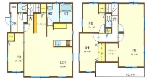 LDK広々21帖！2階は間仕切り工事で5SLDKにも対応！