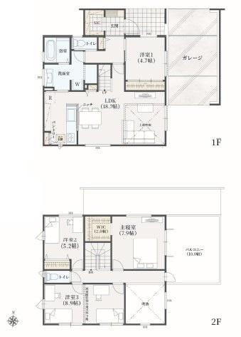2階の洋室は間仕切壁で（※別途費用）5LDKにも変更可能