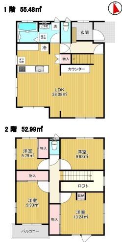 LDK広々23帖大！　2階にはロフト付き！