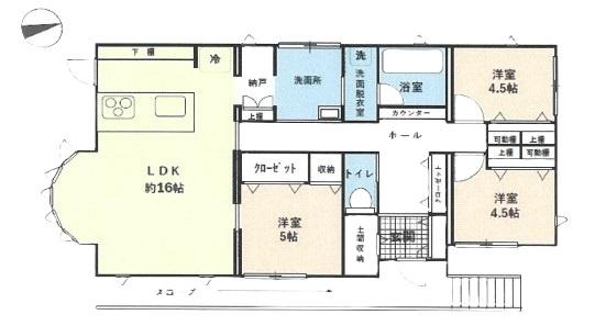 木更津市清見台南中古平屋住宅 間取り図画像