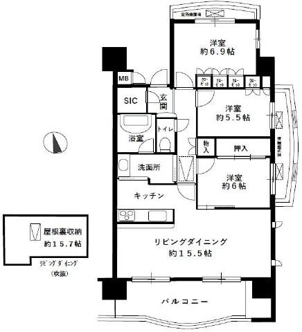 パインズマンション君津サウスタワー 間取り図画像