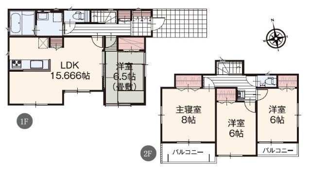 一宮町田町新築住宅 間取り図画像