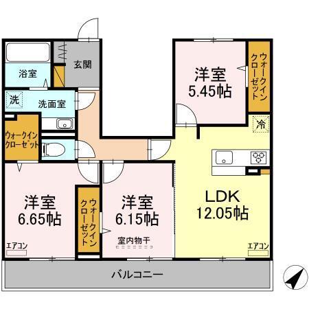 サンクレールＡＢ　Ａ（302） 間取り図画像