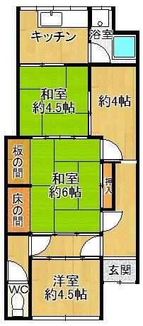 武庫川町連棟貸家 間取り図画像