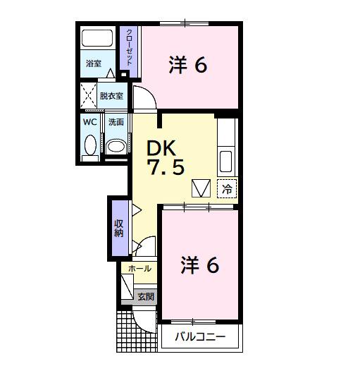 メロウヒルズ　Ａ（102） 間取り図画像