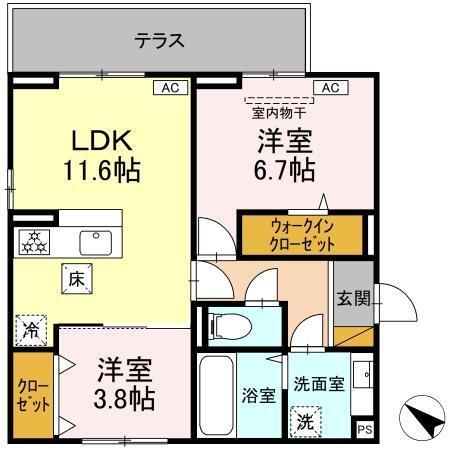 (仮称)D-ROOM神明町Ⅱ A（103） 間取り図画像