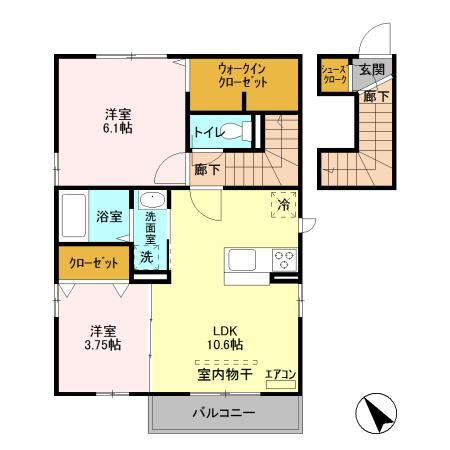ネオハイツサギヌマＡ（201） 間取り図画像