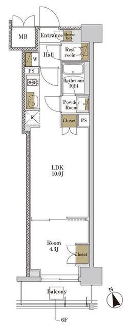 ＲＪＲプレシア大森北（405） 間取り図画像