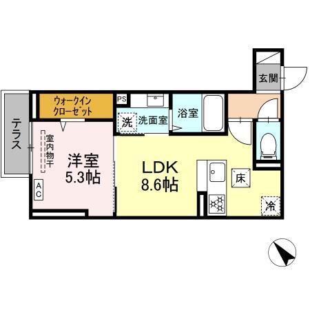 D Paina 千年新町（101） 間取り図画像