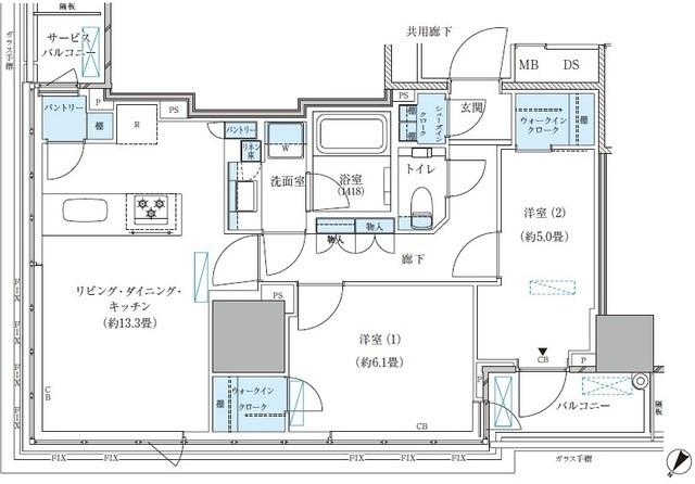パークアクシス五反田スカイタワー（1103） 間取り図画像