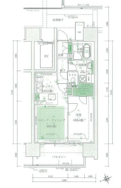 プライムパークス品川シーサイド　ザ・レジデンス（1502） 間取り図画像