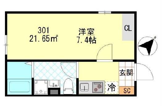 ＰＵＥＲＴＡ東門前（301） 間取り図画像