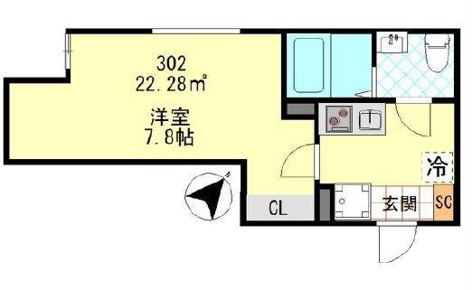 ＰＵＥＲＴＡ東門前（302） 間取り図画像