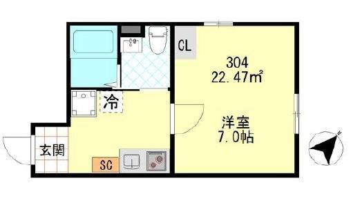 ＰＵＥＲＴＡ東門前（304） 間取り図画像