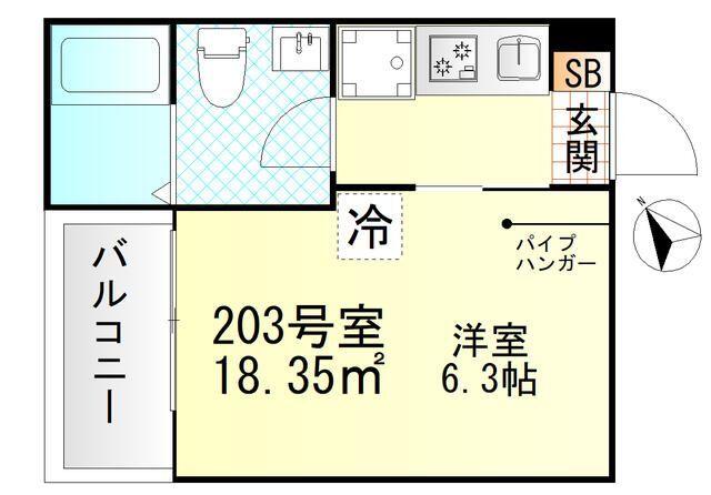 Ｖａｌｌｅ　Ｆｅｌｉｚ雑色（203） 間取り図画像