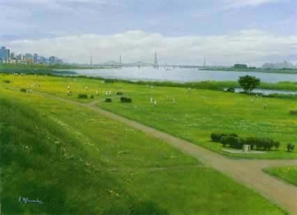 多摩川六郷橋緑地：864m