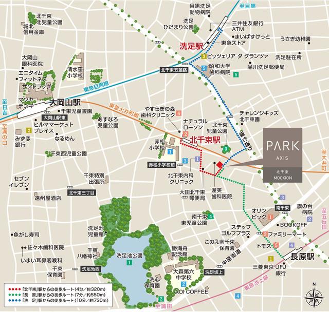 パークアクシス北千束ＭＯＣＸＩＯＮ（204） 地形図・案内図