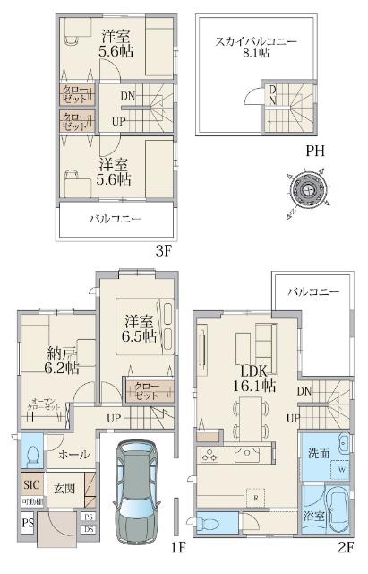 建物面積112.46平米、内カースペース9.93平米