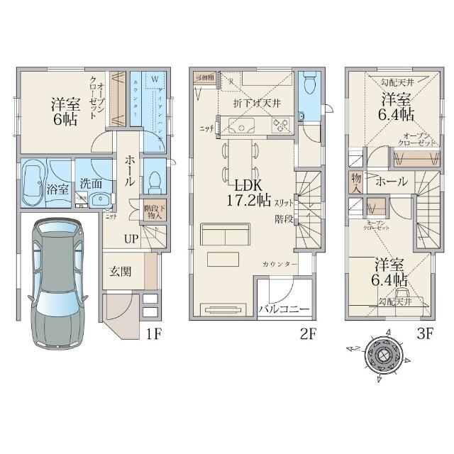 建物面積99.46平米、内カースペース9.72平米