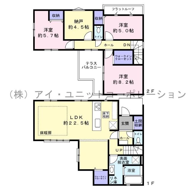 松戸市二十世紀が丘柿の木町　新築戸建 間取り図画像