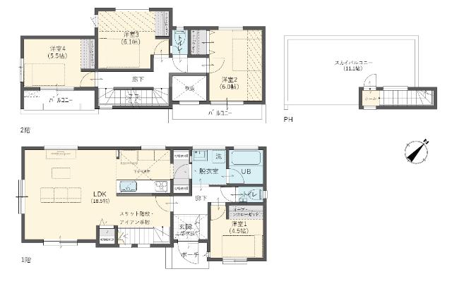 船橋市飯山満町新築戸建 間取り図画像