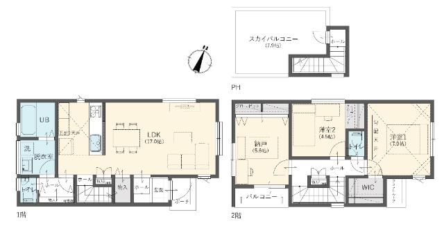 習志野市鷺沼台新築戸建 間取り図画像