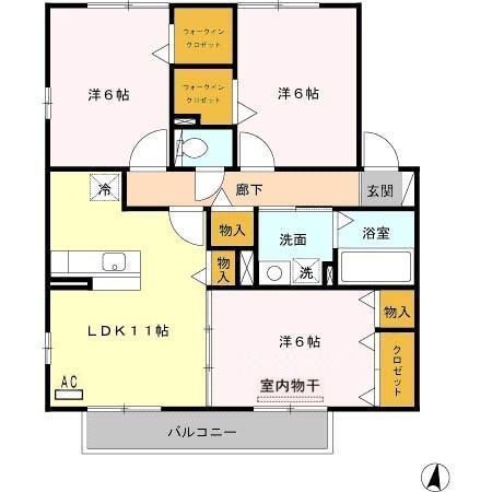 ヴェルジェ富の原（202） 間取り図画像