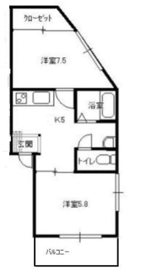 コーポ馬場Ａ棟（A-2） 間取り図画像
