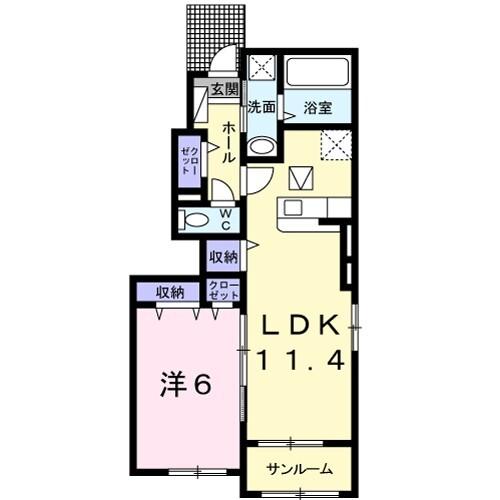 プロムナードメゾン弐番館　Ｃ（101） 間取り図画像